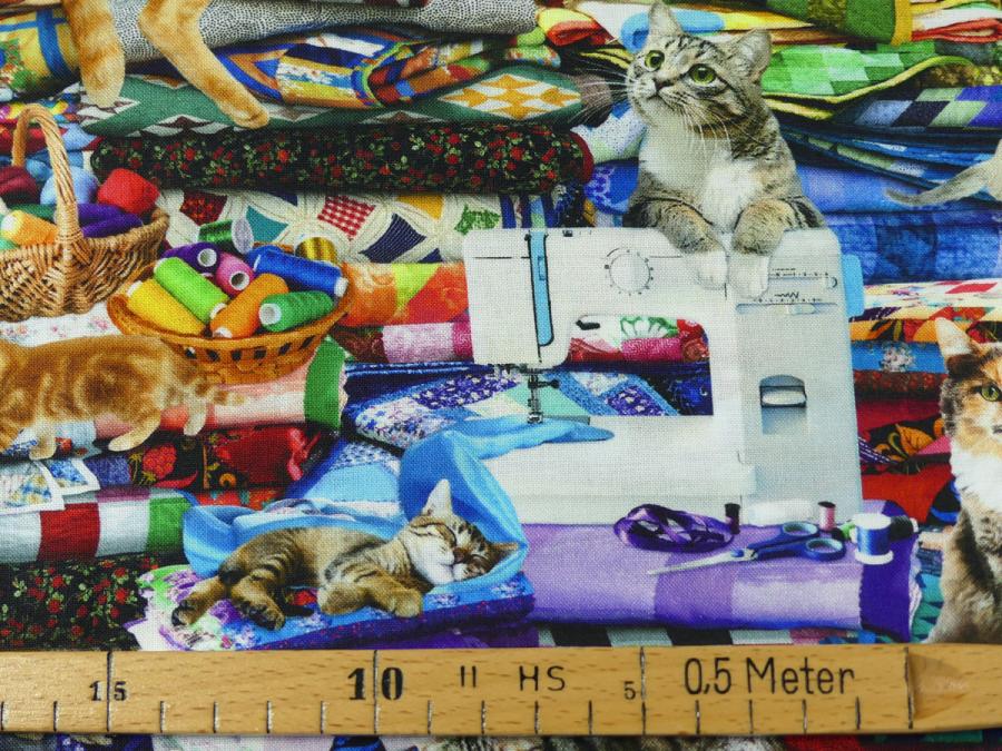 Patchworkstoff Katze Nähmaschine mit Maß